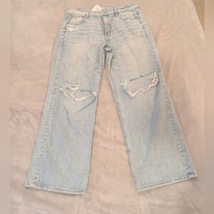 American Eagle Outfitters Light Blue Distressed Flare Jeans